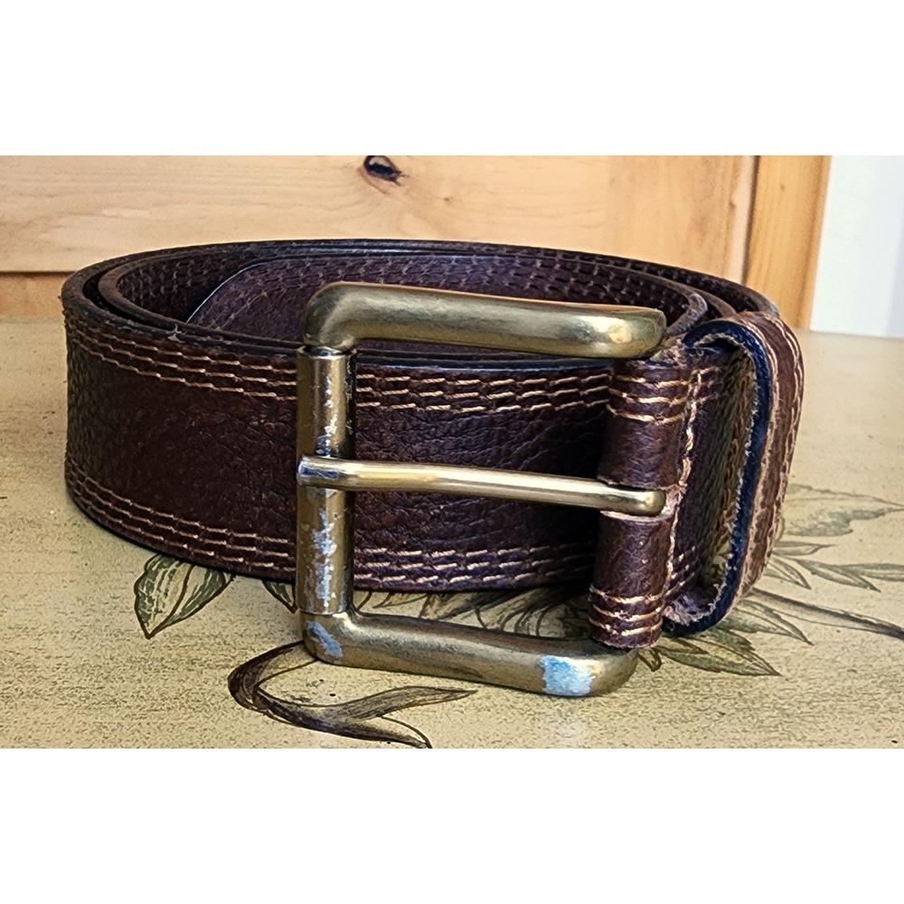HD Extreme Sz 34 Brown Leather Workwear Belt N2710602 Quiet Luxury Western Basic